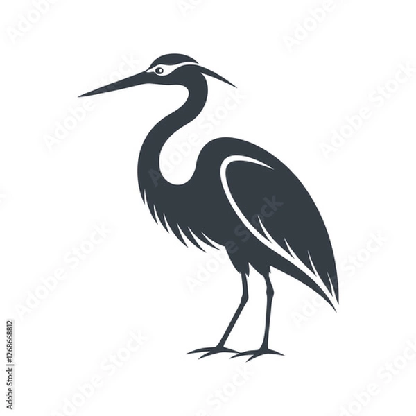 Fototapeta Minimalist Egret Silhouette Vector Icon for Elegant Designs.
