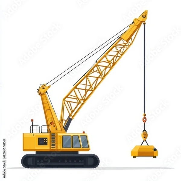 Fototapeta Flat design vector icon of a camera crane with a crane on top isolated on a white background