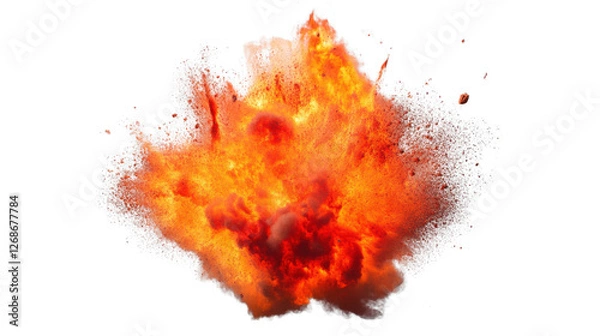 Fototapeta Realistic fire explosion with transparent background for vfx projects