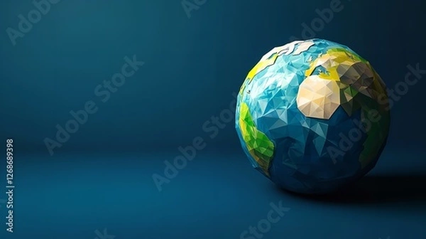 Obraz 3D Rendering Low Poly Earth Globe Illustration

