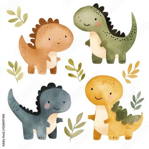 Fototapeta Cuteness of dinosaurs from hatching eggs. For children's projects and related topics.