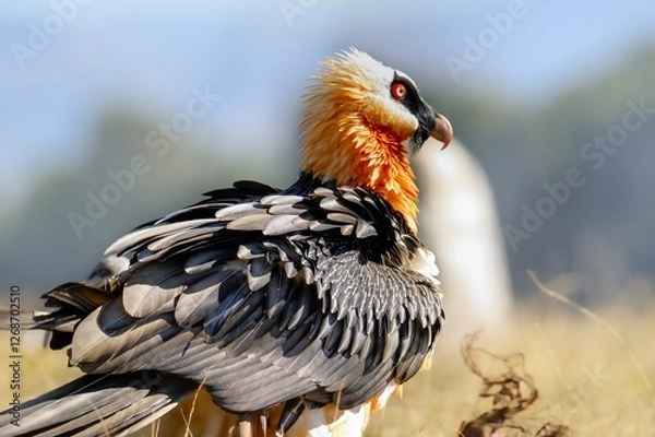 Obraz BEARDED VULTURE (Gypaetus barbatus) .  close up detail of face and plumage.  highly endangered .