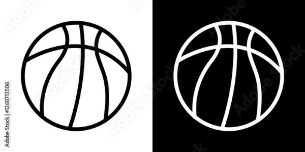 Fototapeta Basketball icons vectors set in stroke line style.