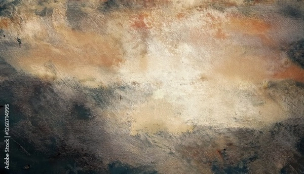 Fototapeta textured abstract painting with soft beige and dark tones, perfect for modern interiors and artistic décor

