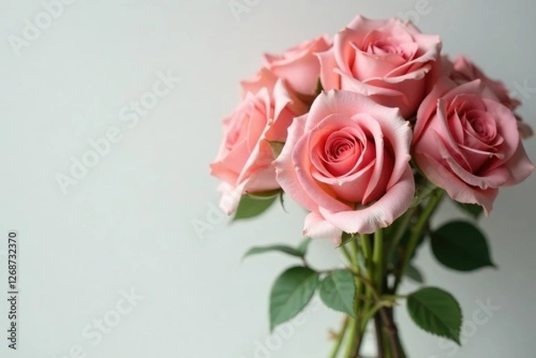 Fototapeta A bouquet of roses with large pearl beads at the base of each stem, decorative, fresh, pearl