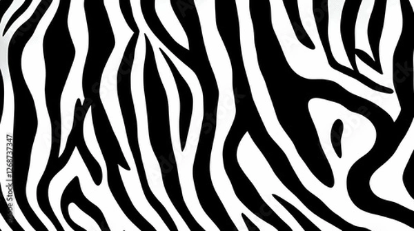 Fototapeta Black and white zebra stripe pattern background with bold wavy lines, ideal for modern design, animal print fashion, safari-themed decor, seamless wallpaper, and graphic art projects