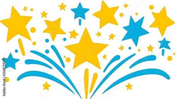 Fototapeta Bright Stars and Colorful Explosions for Celebration and Fun