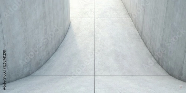 Obraz Abstract Architectural Concave Pathway Depicting a Minimalist Concrete Structure with Smooth, Seamless Surfaces and Subtle Lighting