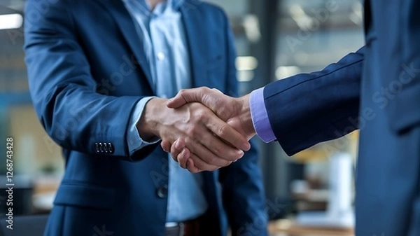 Fototapeta Businessman handshake for teamwork of business merger and acquisition,successful negotiate,hand shake