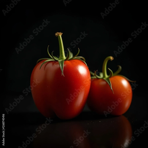 Obraz Tomatoes on Black Background Representing Simplicity