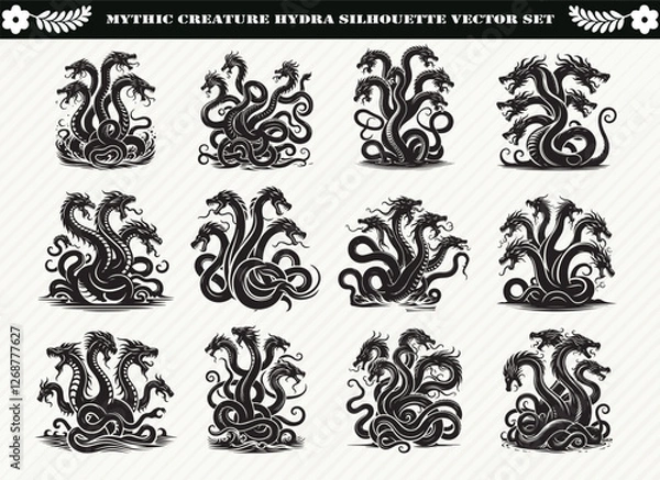 Obraz Mythic Creature Hydra Silhouette Vector Set