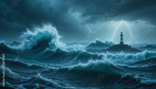 Fototapeta Powerful Waves Crashing Against the Rocks