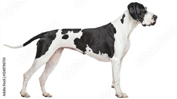 Fototapeta Great Dane Standing Proud on White Background Isolated Image