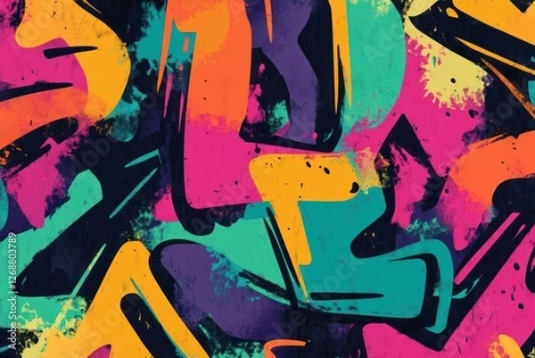Fototapeta Bold graffiti-inspired colorful texture in a seamless abstract design.
