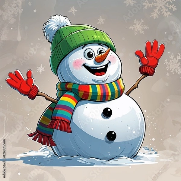 Obraz snowman with broom