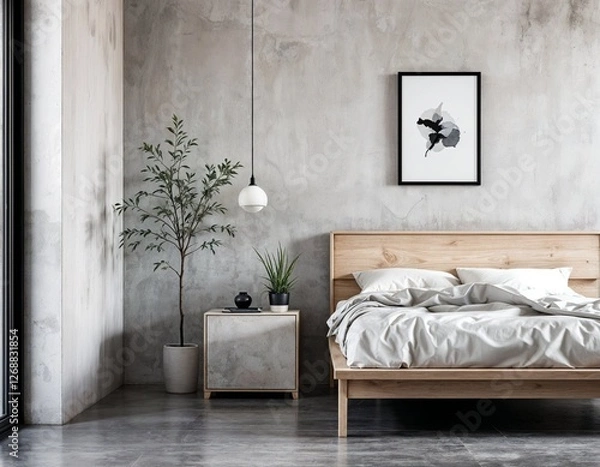 Fototapeta Rustic Interior Mockup, Cozy Modern Rustic Style, Minimalist Home Design, 3D Render