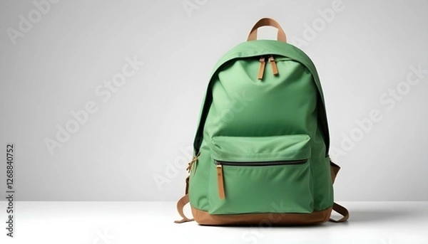 Obraz green backpack, isolated over white.