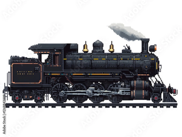 Obraz Classic Steam Locomotive in Pixel Art Style for Vintage Transport Design