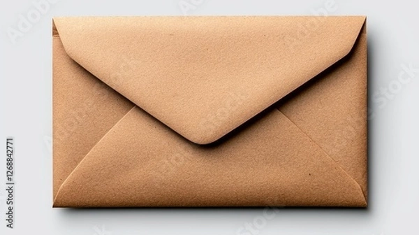 Fototapeta Open brown paper envelope showing a second brown envelope inside with visible inner fold