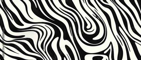 Fototapeta Dynamic Abstract Wavy Lines Pattern in Black and White Perfect for Wallpaper, Banner, Poster or Presentation Design