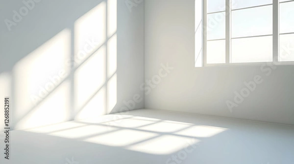Obraz Sunlit empty room, corner view, window, design