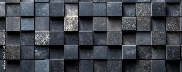 Fototapeta A texture of slate tiles, arranged in a geometric pattern