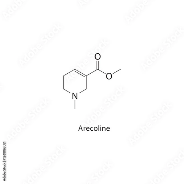 Fototapeta Arecoline skeletal structure.Alkaloid compound schematic illustration. Simple diagram, chemical formula.