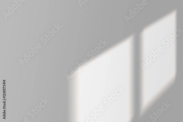 Fototapeta Shadow of the window on a gray background. Horizontal orientation, 3D rendering, overlay effect for photo