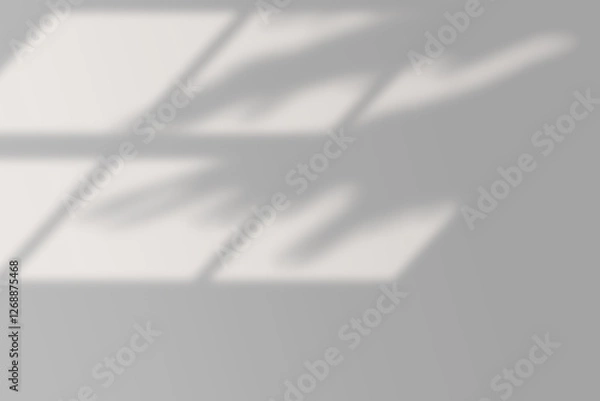 Fototapeta Shadow of the window on a gray background. Horizontal orientation, 3D rendering, overlay effect for photo