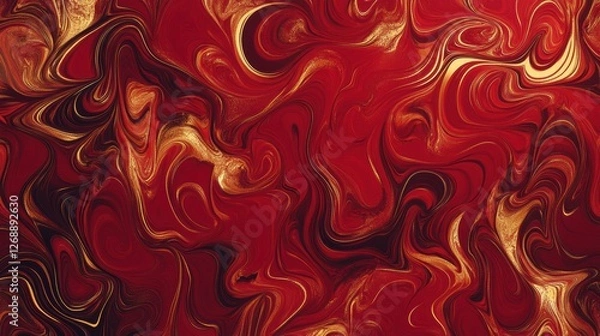 Fototapeta Luxurious Abstract Background, Deep Red Gradient with Golden Accents, Digital Art, Elegant Design, Artistic Viewpoint