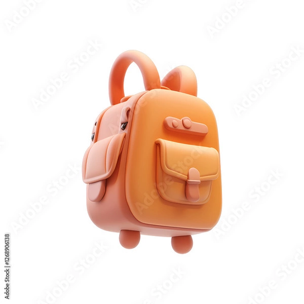 Fototapeta 3d cute orange backpack