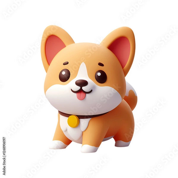 Fototapeta 3d cute corgi. Realistic 3d high quality isolated render	