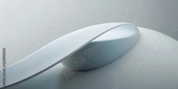 Fototapeta Abstract White Forms, Curving Lines, Minimalist Design