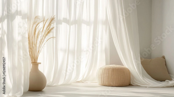 Obraz interior of a room with curtains