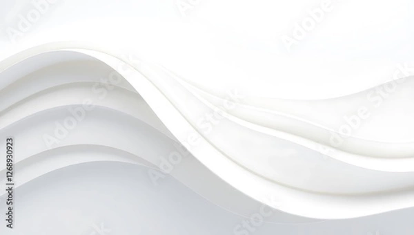 Obraz Abstract 3D background with flowing, curved white layers arranged in a wave-like pattern