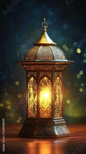 Fototapeta A beautifully ornate lantern casting a warm glow, creating an inviting ambiance.