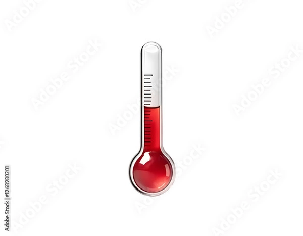 Fototapeta Thermometer with Red Liquid Indicating Temperature Measurement in a Scientific Context