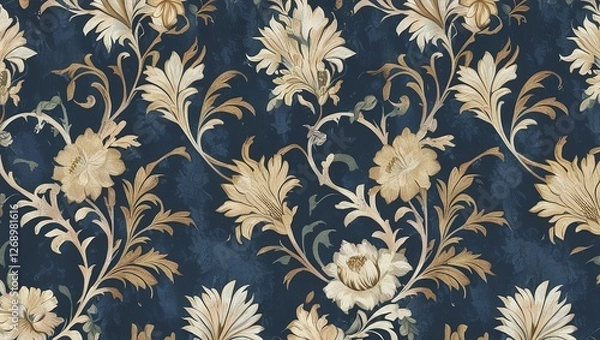 Fototapeta Seamless Ornate Floral Pattern with Antique Aesthetic and Rich Textures