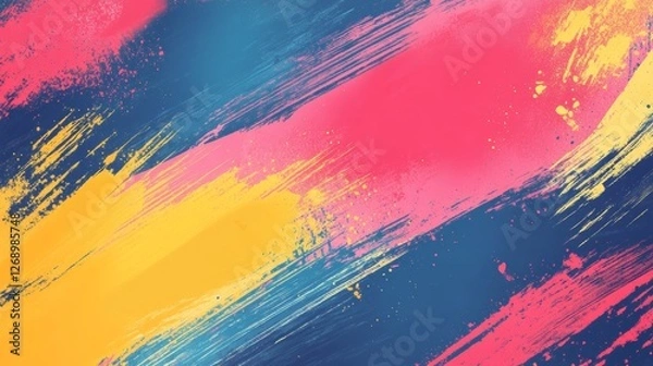 Obraz Abstract and Colorful Brush Background with Halftone Effect. Brush Stroke Illustration for Banner, Poster, or Sports Background. Scratch and Texture Elements For Design