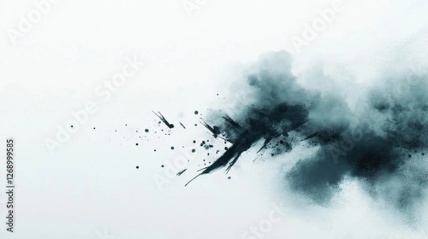 Fototapeta abstract smoky explosion on a white background. dark blue and gray tones. texture and artistic effect.