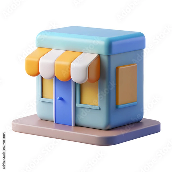 Obraz 3d icon render style, minimalist style, A retail store with a display window, representing shoppin