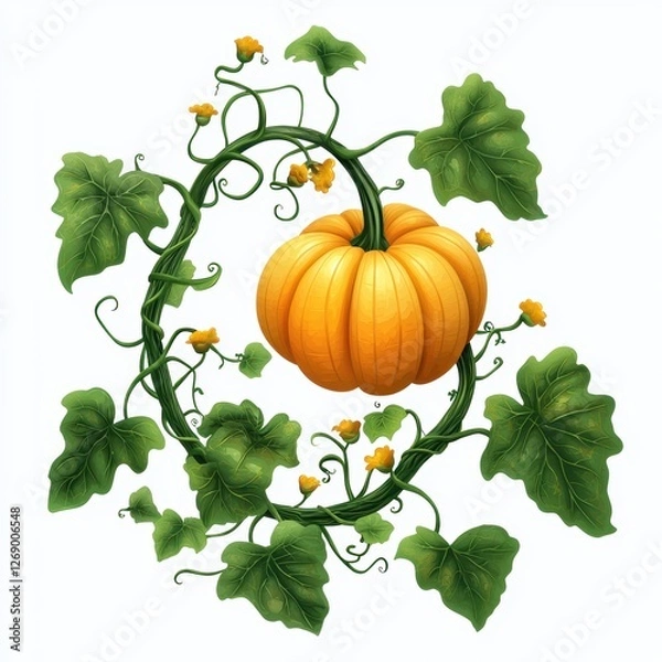 Obraz Pumpkin vine isolated on white