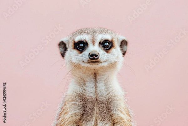 Fototapeta meerkat isolated on pink