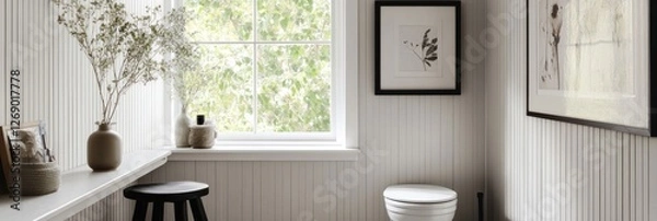 Fototapeta Serene Minimalist Bathroom With Natural Decor