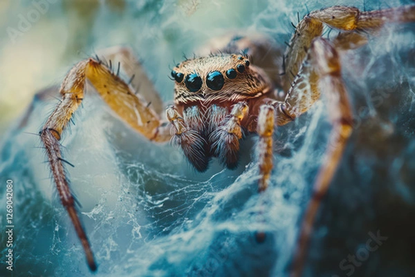 Fototapeta Close-Up of a Spider in Its Web – A Stunning Macro Shot of Nature’s Predator