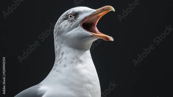 Fototapeta Seagull open beak close-up.