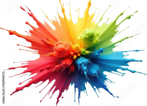 Obraz Vibrant Rainbow Color Explosion, Abstract Paint Splash