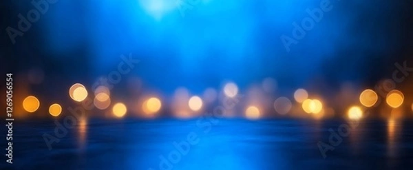 Fototapeta Soft focus blue and golden lights creating a dreamy background ambiance