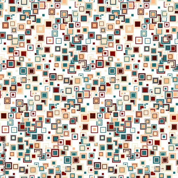 Fototapeta Geometric seamless pattern. The squares of different sizes and colors, arranged on white background. Useful as design element for texture and artistic compositions.
