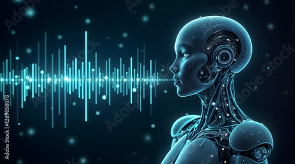 Obraz Futuristic AI voice agent generating sound waves in a digital space